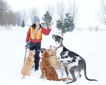 Manon Bilodeau en compagnie de chiens