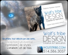 Cartes d'affaires. Conception et impression. Wolf's Tribe Design. Repentigny