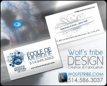 Cartes d'affaires école de musique. Wolf's Tribe Design. Repentigny