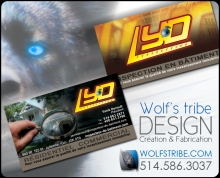 Cartes d'affaires LYD. Wolf's Tribe Design. Repentigny