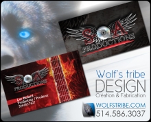 Cartes d'affaires SOA productions. Wolf's Tribe Design. Repentigny