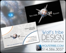 Cartes d'affaires Solutions Nova Télécom. Wolf's Tribe Design. Repentigny