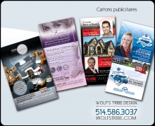 Impression de cartons publicitaires (flyers) Wolf's Tribe Design. Repentigny
